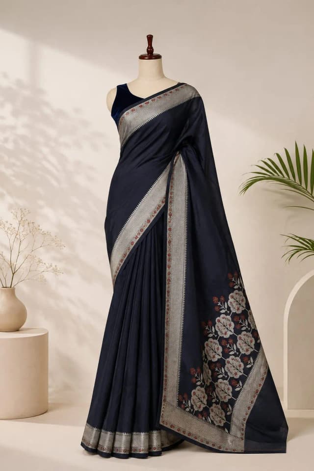 Cotton Saree Black Colour AA202888