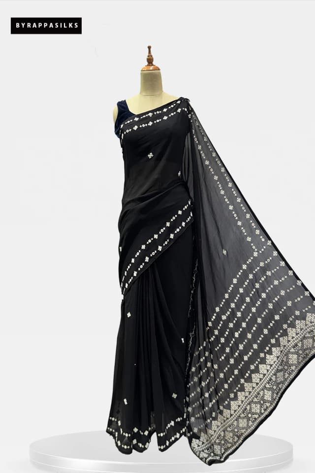 Chiffon Saree Black Colour QS288743