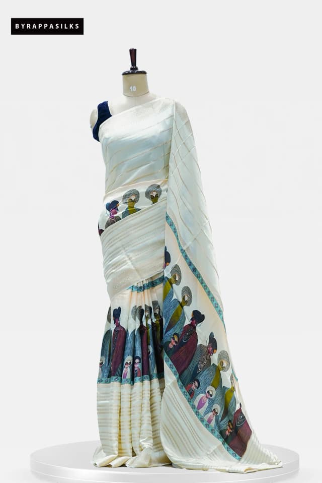 Aura Printed Saree white QS262789