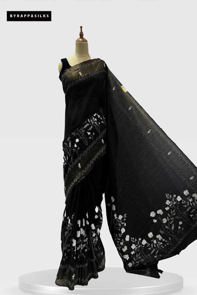 Chiffon Saree Black Colour QS288743