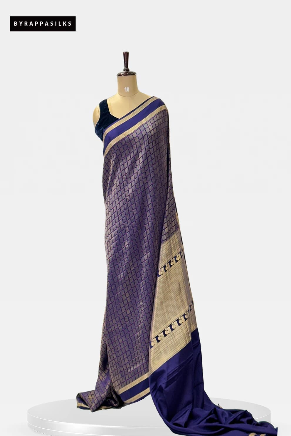Pure Mysore Silk Crape Blue Brocade Saree QS240833