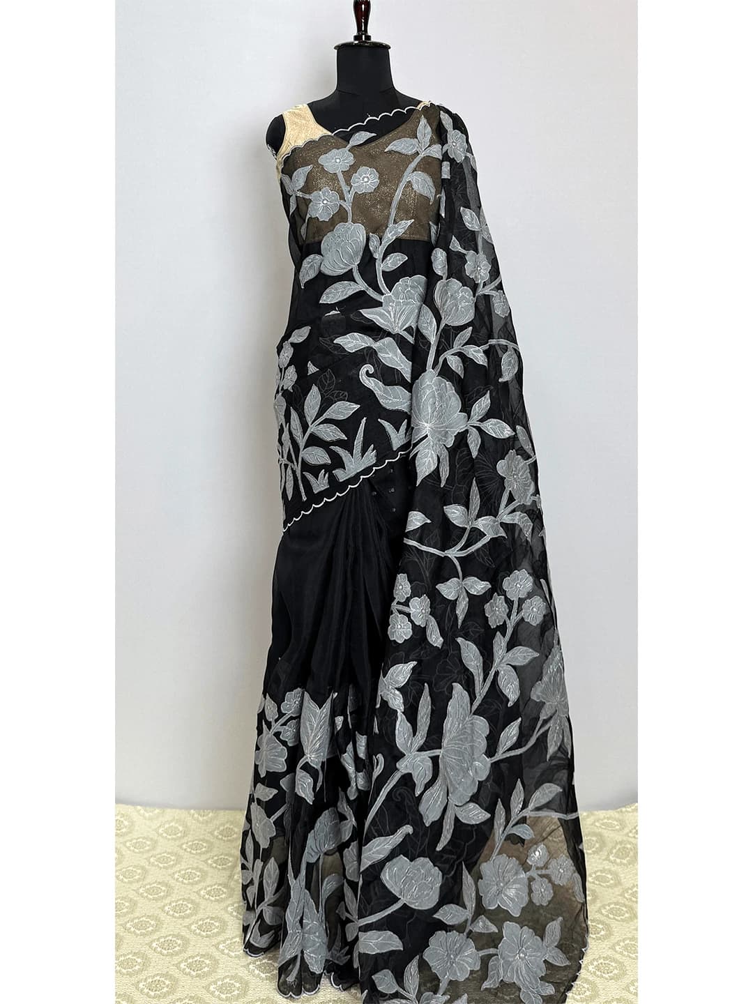 Pure Organza Saree - Black Colour - QS217921