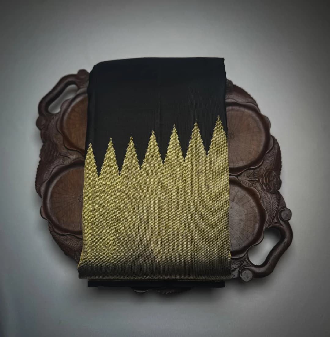Kanchipuram Pure Silk Saree- Black QS266043