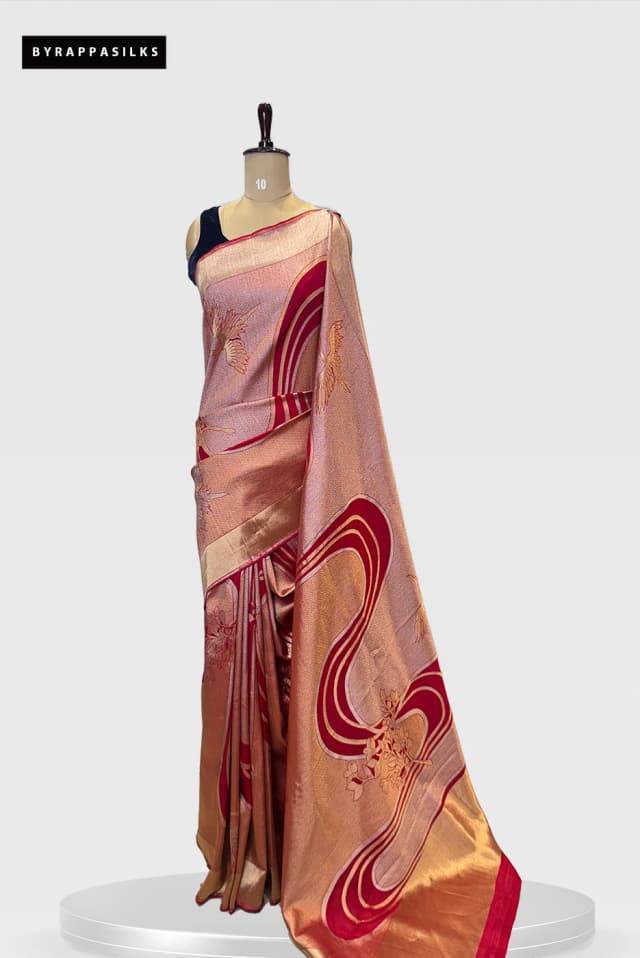 Georgette Saree With Woven Design Rose Gold Colour QS280470