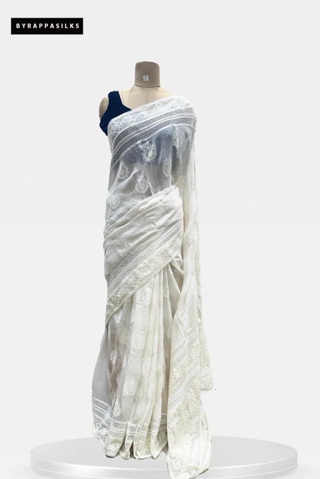 Soft Organza White Saree QS269985