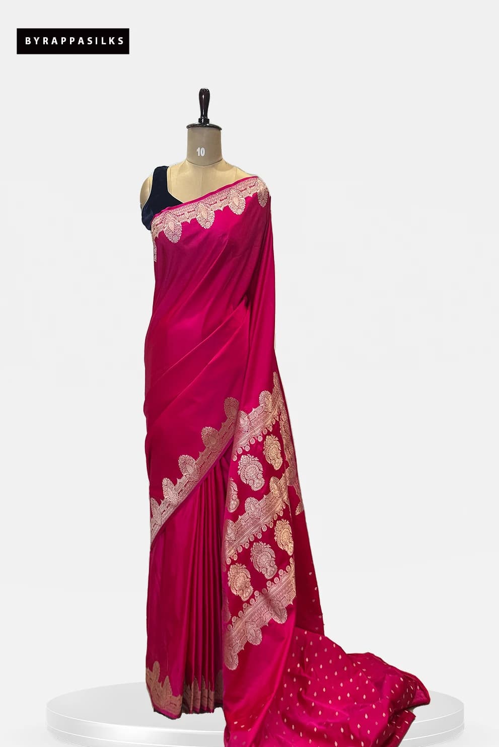 Satin Banarasi Saree Rani Pink With Zari Border QS279509